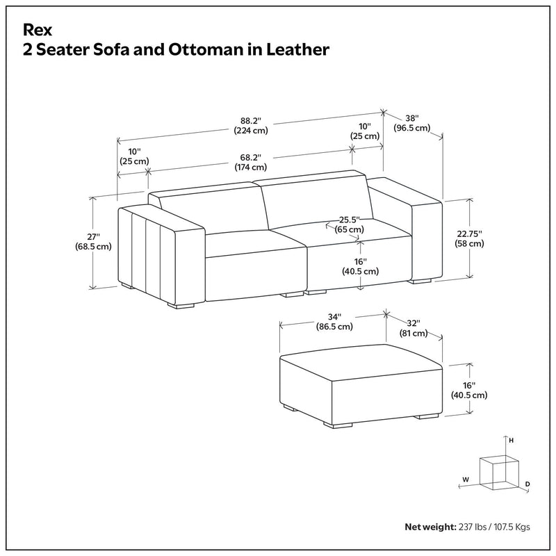 Rex - Handcrafted Sectional Sofa And Ottoman - R&R Furniture Gallery (Fountain Valley, CA)