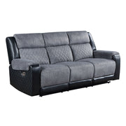 Alicia - Reclining Sofa - Gray / Black - R&R Furniture Gallery (Fountain Valley, CA)