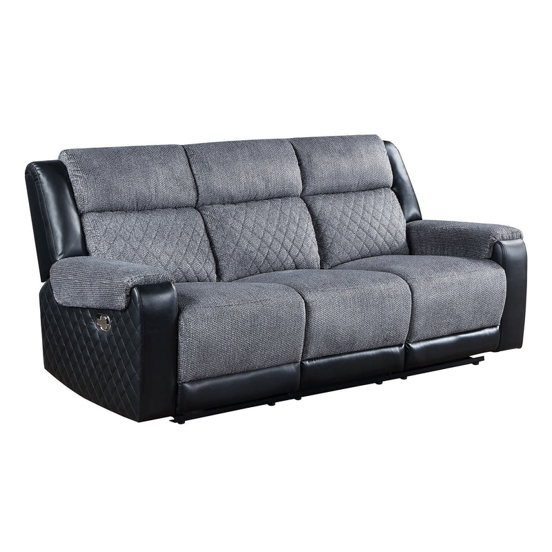 Alicia - Reclining Sofa - Gray / Black - R&R Furniture Gallery (Fountain Valley, CA)