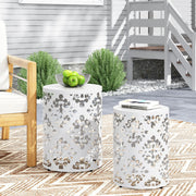 Modern outdoor metal end table by Noble House with a sleek, minimalist design and sturdy construction for patio or garden use.