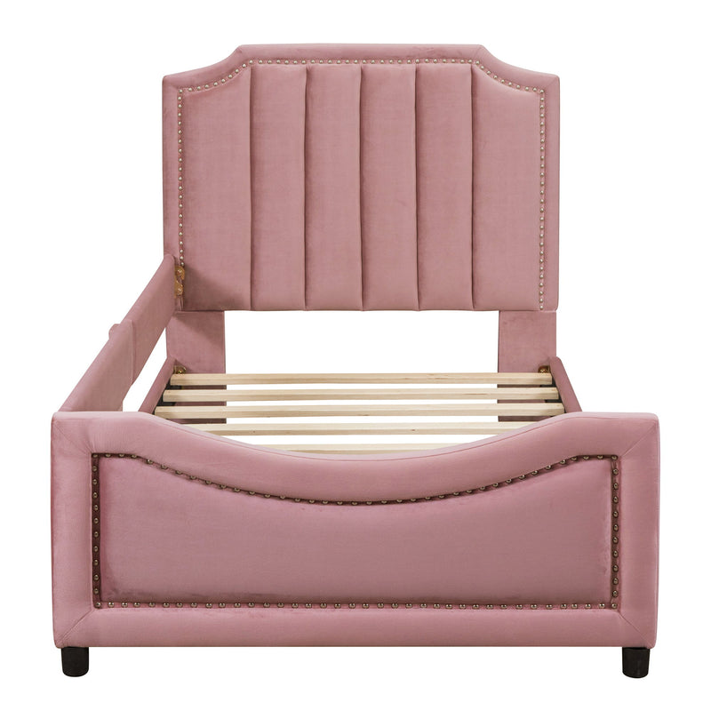 Upholstered Daybed With Classic Stripe Shaped Headboard - R&R Furniture Gallery (Fountain Valley, CA)
