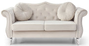 Glory Furniture stylish flared arm loveseat in a stationary design with plush cushions and soft upholstery.