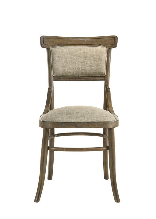 Set of two vintage walnut Lilola Home Bistro wide dining chairs with cushioned seats, ideal for stylish dining spaces.