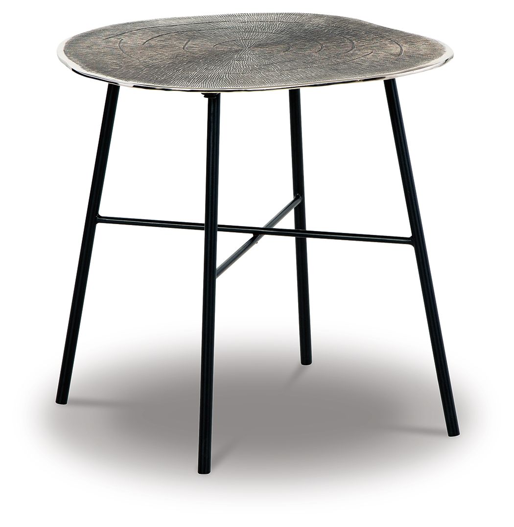 Laverford - Round End Table - Chrome / Black - R&R Furniture Gallery (Fountain Valley, CA)