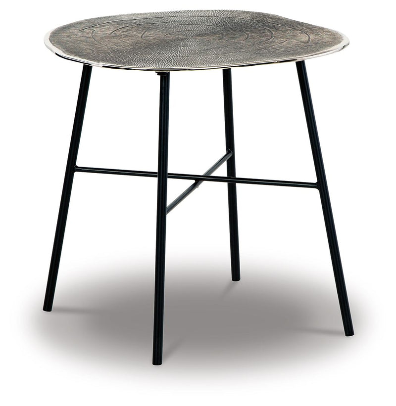 Laverford - Round End Table - Chrome / Black - R&R Furniture Gallery (Fountain Valley, CA)