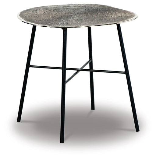 Laverford - Round End Table - Chrome / Black - R&R Furniture Gallery (Fountain Valley, CA)