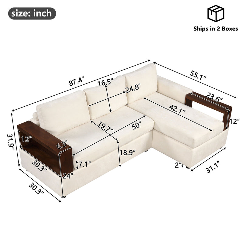 Noble House stationary sectional sofa with upholstered cushions and reversible armrests for a modern living room.