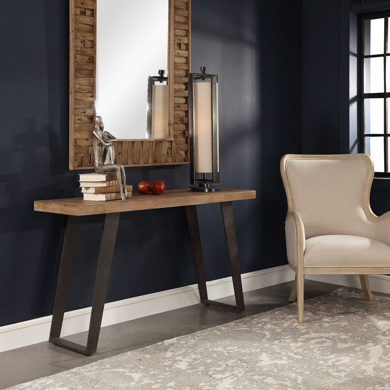 Freddy - Weathered Console Table - Light Brown & Black