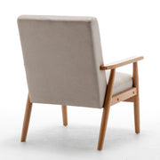 US Pride wide classic mid-century modern arm chair with plush fabric and wooden legs, stylish and comfortable for living room seating.