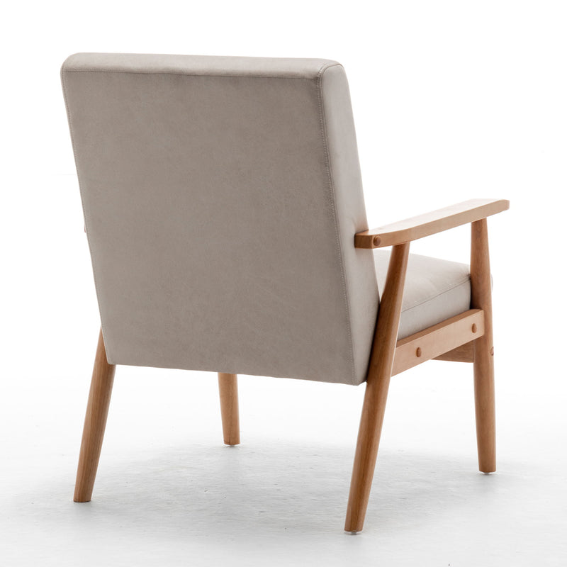 US Pride wide classic mid-century modern arm chair with plush fabric and wooden legs, stylish and comfortable for living room seating.