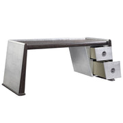 Brancaster - Executive Writing Desk - Distress Chocolate Top Grain Leather & Aluminum - R&R Furniture Gallery (Fountain Valley, CA)