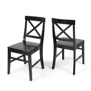 Set of two Noble House Plethora dining chairs with X-shaped back, modern wooden design, ideal for contemporary dining rooms.