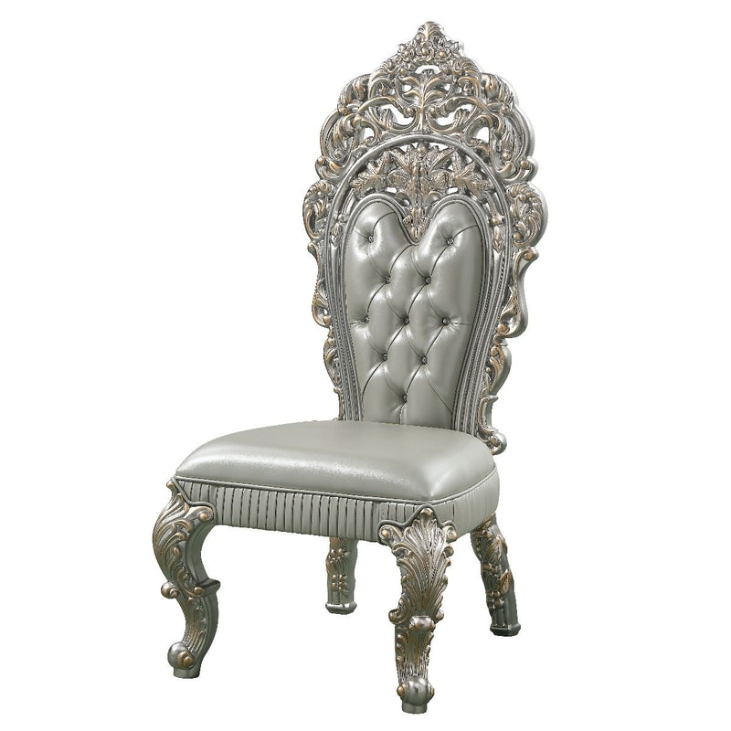 Sandoval - Side Chair (Set of 2) - Beige Synthetic Leather & Champagne - R&R Furniture Gallery (Fountain Valley, CA)