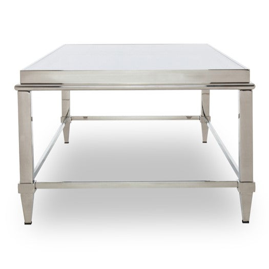Agar Modern Glass & Stainless Steel Coffee Table — view 2