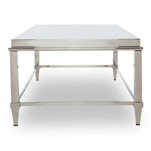 Agar Modern Glass & Stainless Steel Coffee Table — view 2