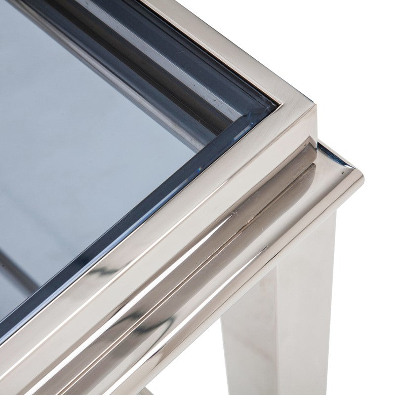 Agar Modern Glass & Stainless Steel Coffee Table — view 3