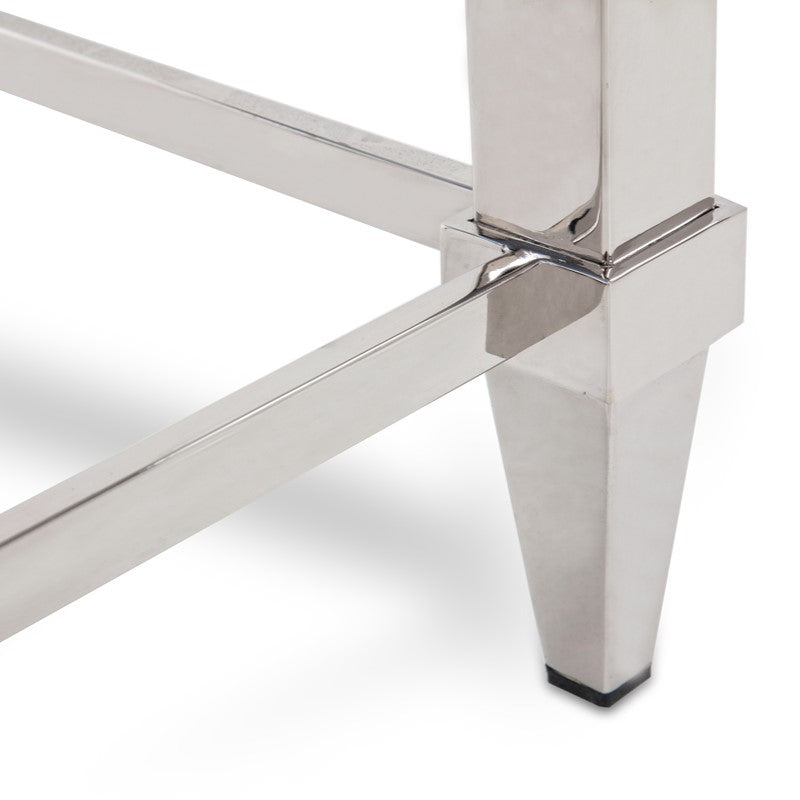 Agar Modern Glass & Stainless Steel Coffee Table — view 4