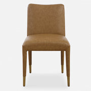 Set of two Uttermost Conifer dining chairs with upholstered seats and wooden legs, stylish and comfortable for modern dining rooms.
