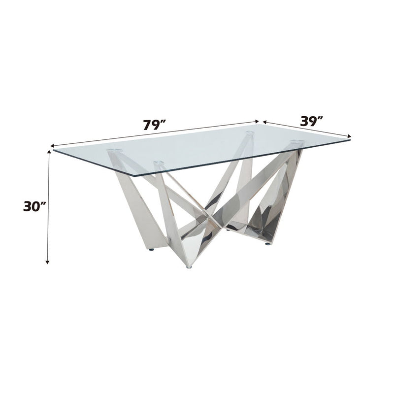 Dekel - Dining Table - Clear Glass Top & Stainless Steel - R&R Furniture Gallery (Fountain Valley, CA)