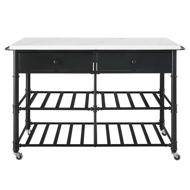 Emery - Kitchen Island - White Cultured Marble Top & Gray