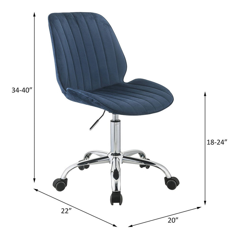 Muata - Office Chair - Twilight Blue Velvet & Chrome - R&R Furniture Gallery (Fountain Valley, CA)
