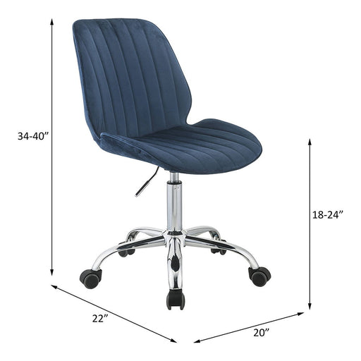 Muata - Office Chair - Twilight Blue Velvet & Chrome - R&R Furniture Gallery (Fountain Valley, CA)