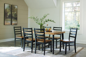 Blondon - Rectangular Drm Table Set (Set of 7) - Brown / Black - R&R Furniture Gallery (Fountain Valley, CA)