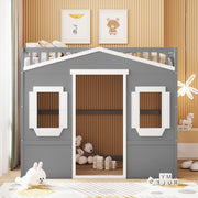 DreamHaus elegant house loft bed with ladder, featuring a cozy sleeping area and sturdy wooden frame for kids' bedroom.