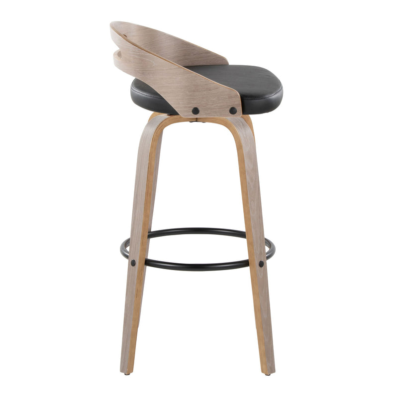 Set of two Lumi Source Cassis mid-century modern fixed height barstools with swivel, round footrest, and stylish design.