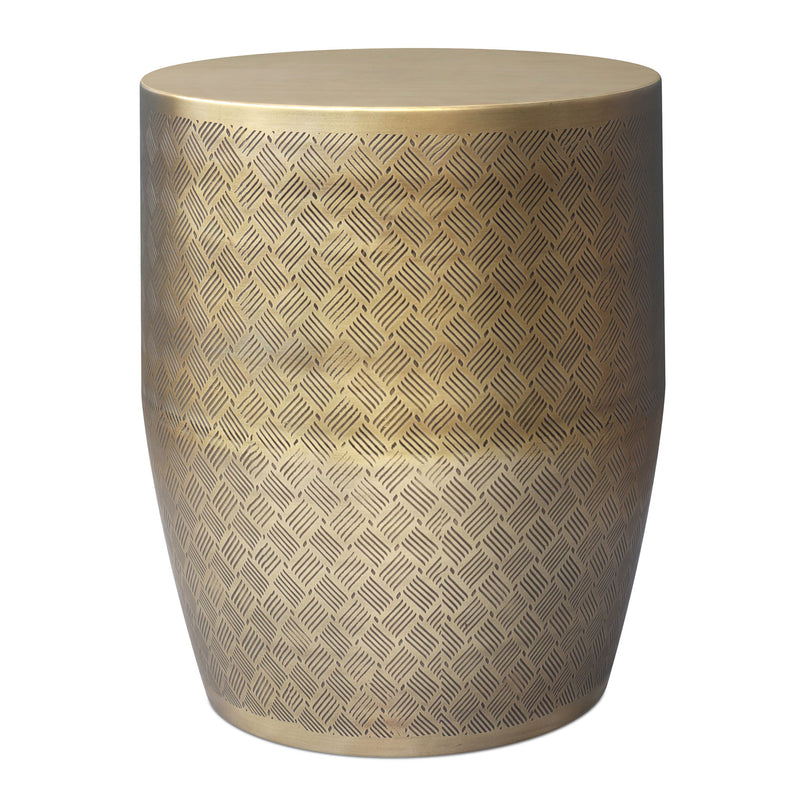 Johnsen - Cross Hatch Pattern Accent Table - Antique Gold - R&R Furniture Gallery (Fountain Valley, CA)
