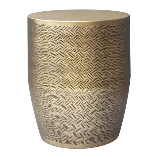 Johnsen - Cross Hatch Pattern Accent Table - Antique Gold - R&R Furniture Gallery (Fountain Valley, CA)
