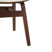 Modern Boucle Fabric Upholstered Side Chair, Bentwood Frame - White / Walnut - R&R Furniture Gallery (Fountain Valley, CA)