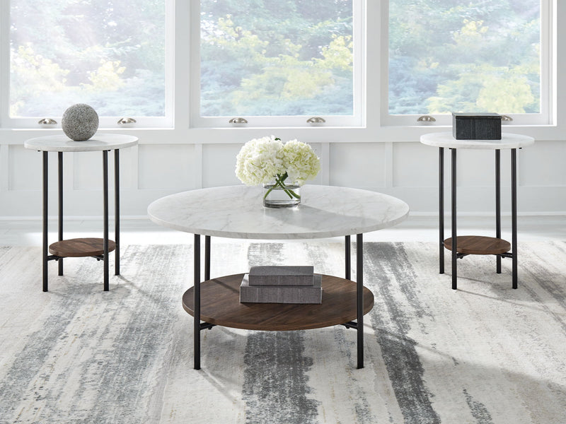 Wrenwich - Occasional Table Set (Set of 3) - Brown / Black / White - R&R Furniture Gallery (Fountain Valley, CA)