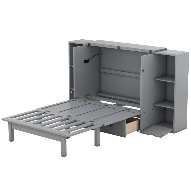 Murphy Bed With Shelves, Drawers And USB Ports - R&R Furniture Gallery (Fountain Valley, CA)