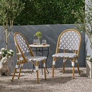 Noble House French Bistro Chair with durable rattan seat and aluminum frame, armless design, ideal for stylish indoor or outdoor dining.