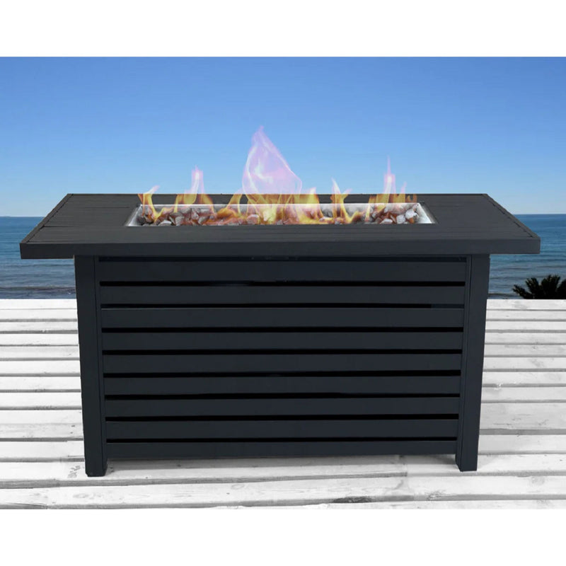 Propane / Gas Outdoor Fire Pit Table With Lid Durable Construction - Black - R&R Furniture Gallery (Fountain Valley, CA)