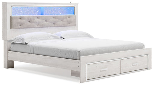 Altyra - King Upholstered Bookcase Bed With Storage - White - R&R Furniture Gallery (Fountain Valley, CA)