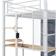 Loft Bed With Desk, Shelves, Power Outlet, LED Light And Wardrobe - R&R Furniture Gallery (Fountain Valley, CA)