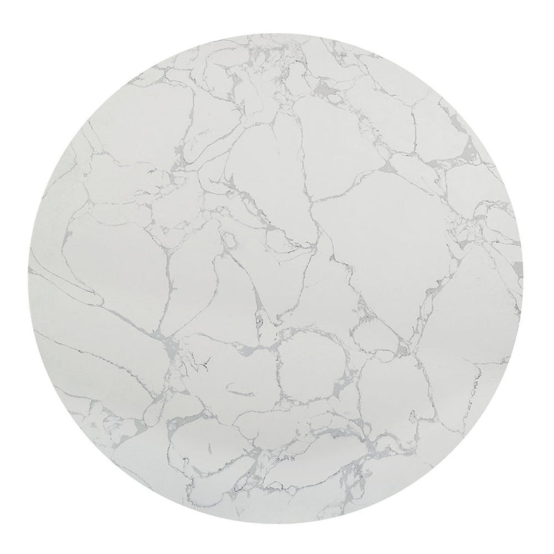 Koen - Round Dining Table, Engineering Marble Top - White & Black - R&R Furniture Gallery (Fountain Valley, CA)