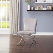 Daire - Side Chair (Set of 2) - Light Gray Velvet & Chrome - R&R Furniture Gallery (Fountain Valley, CA)