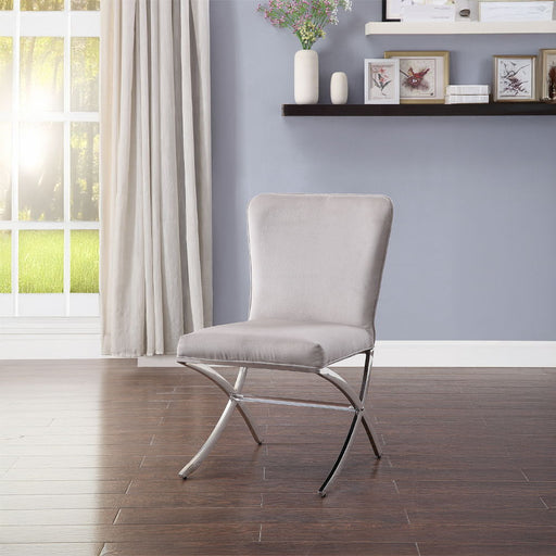 Daire - Side Chair (Set of 2) - Light Gray Velvet & Chrome - R&R Furniture Gallery (Fountain Valley, CA)