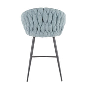 Lumi Source Matisse braided contemporary counter height chair with wooden legs and woven seat in a modern design.