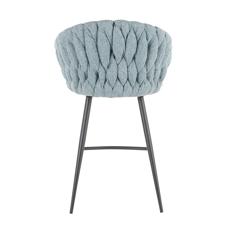 Lumi Source Matisse braided contemporary counter height chair with wooden legs and woven seat in a modern design.