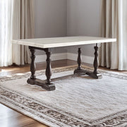 Gerardo - 31" Dining Table - White Marble Top & Weathered Espresso - R&R Furniture Gallery (Fountain Valley, CA)