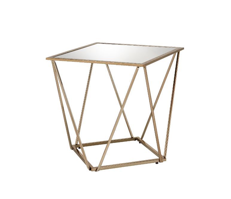 Fogya - End Table - Mirrored & Champagne Gold - R&R Furniture Gallery (Fountain Valley, CA)