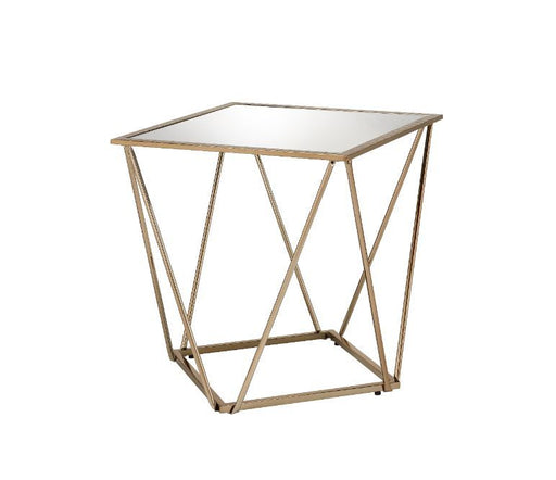 Fogya - End Table - Mirrored & Champagne Gold - R&R Furniture Gallery (Fountain Valley, CA)