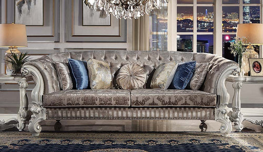 Versailles - Sofa With 7 Pillows - Ivory Fabric & Bone White - R&R Furniture Gallery (Fountain Valley, CA)
