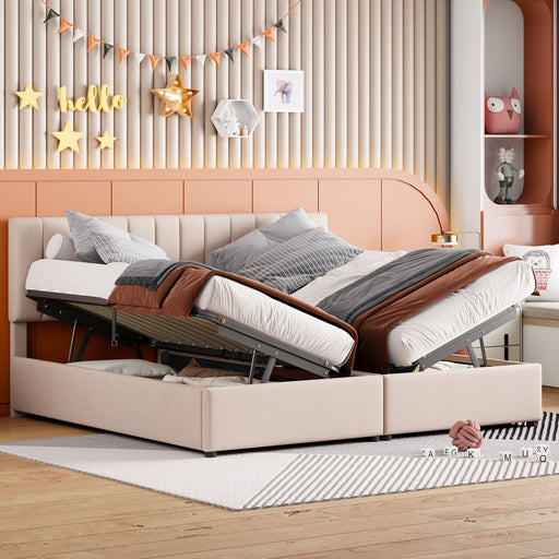 Upholstered Platform Bed With A Hydraulic Storage System - R&R Furniture Gallery (Fountain Valley, CA)