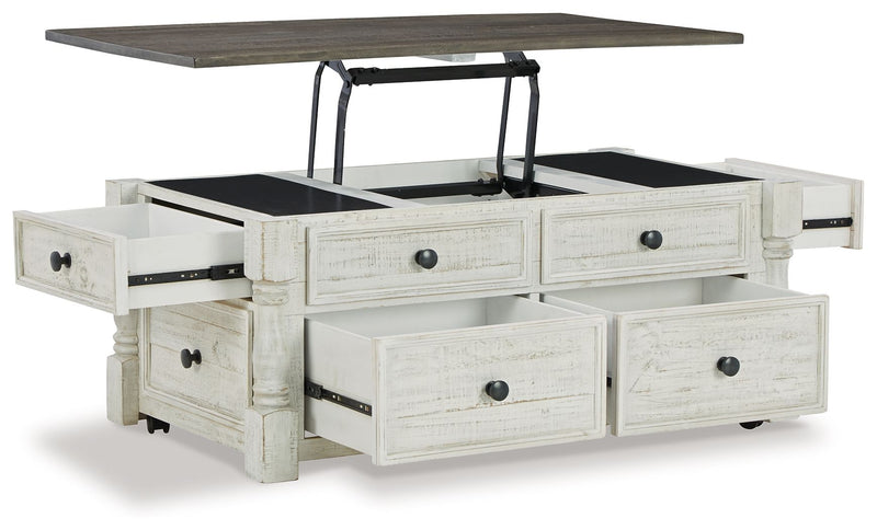 Havalance - Lift Top Cocktail Table with Storage Drawers - White / Gray - R&R Furniture Gallery (Fountain Valley, CA)