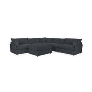 Classic Home Caplan 6-piece modular sectional with ottoman, showcasing modern living room furniture arrangement and fabric upholstery.